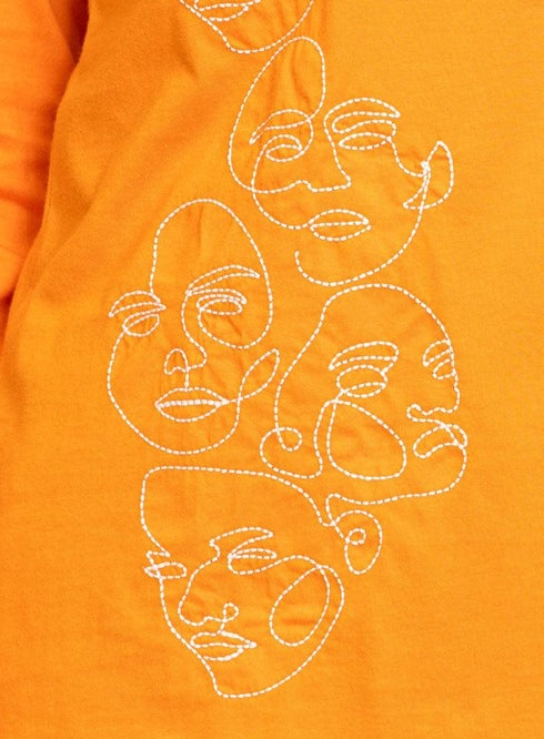 Orange Peel Printed Long - Sleeve Faces - Khotwh